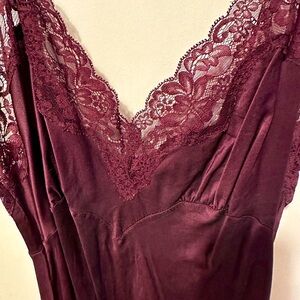 Sexy burgundy slip with lace trim